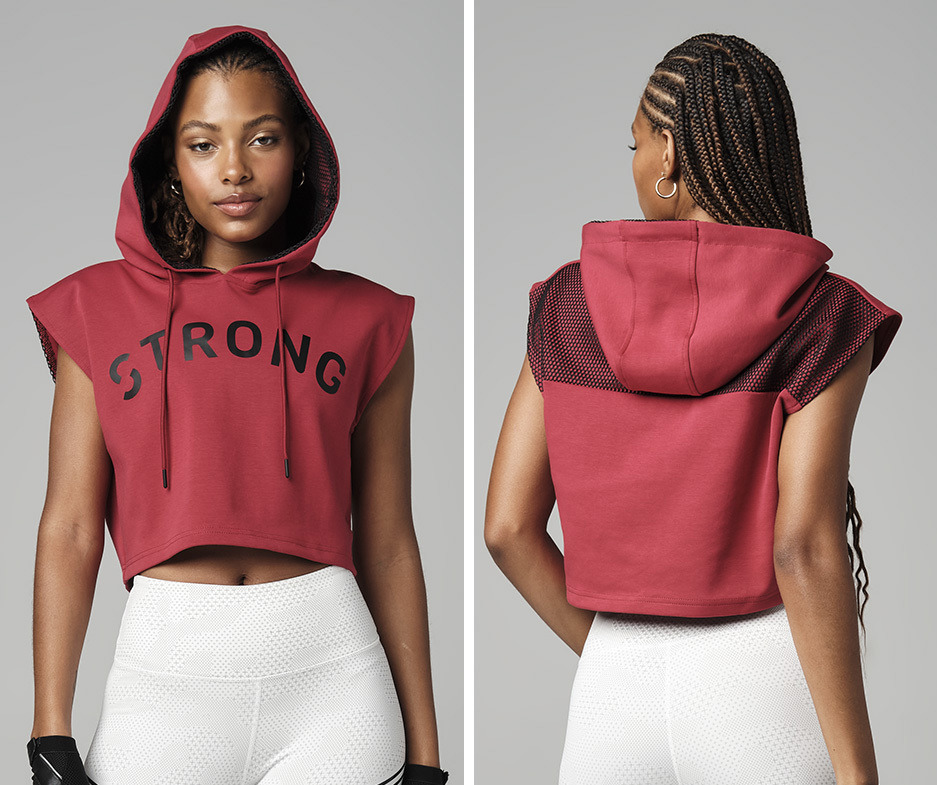 cropped sleeveless hoodie women's