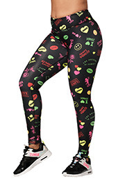 M Zumba Aktiv Fitness Kompression Capri-Leggings Stilvoll Sporthose Damen mit Print Bold Black A